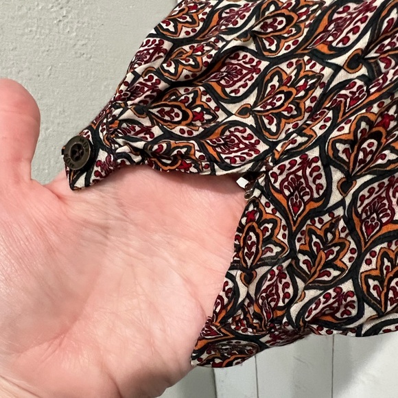 BOHO Mixed Print Rayon Long Sleeve Mini Shirtdress - Picture 8 of 16